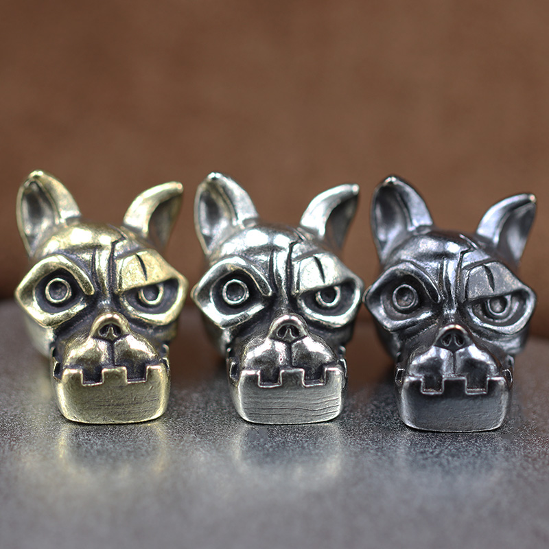 Edc Carry Knife - Bulldog Head Brass Knife Bead EDC